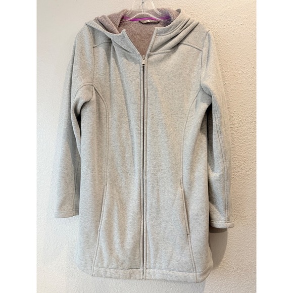 The North Face Gray Fleece Lined Hooded Long Zip Up Jacket Women's M - Picture 2 of 9